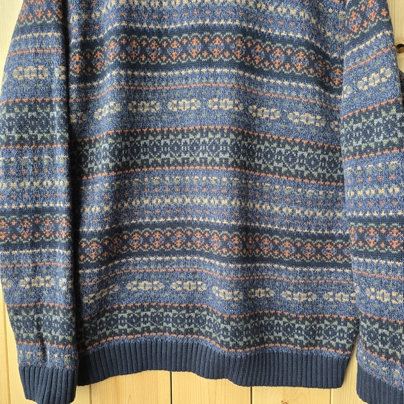 Vintage L.L.Bean Fair Isle Nordic Pattern Crewneck Sweater Navy Blue XL Tall - Picture 8 of 9